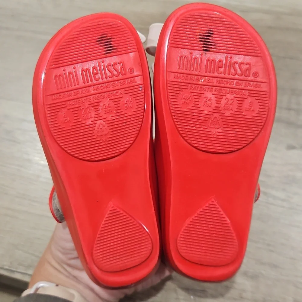 Mini Melissa Red Dress Shoes with White Bows
